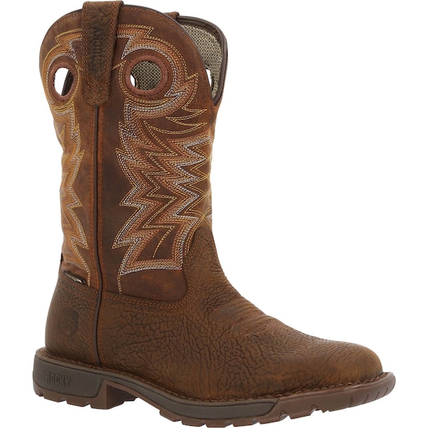 Rocky Waterproof Western Boot, 8.5 M, Leather, 11 in H, Brown RKW0355 - main